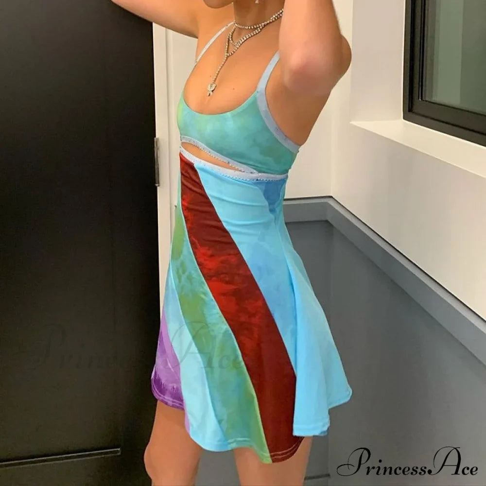 Sexy Cutout Colorful Y2K Mini Dress image 3