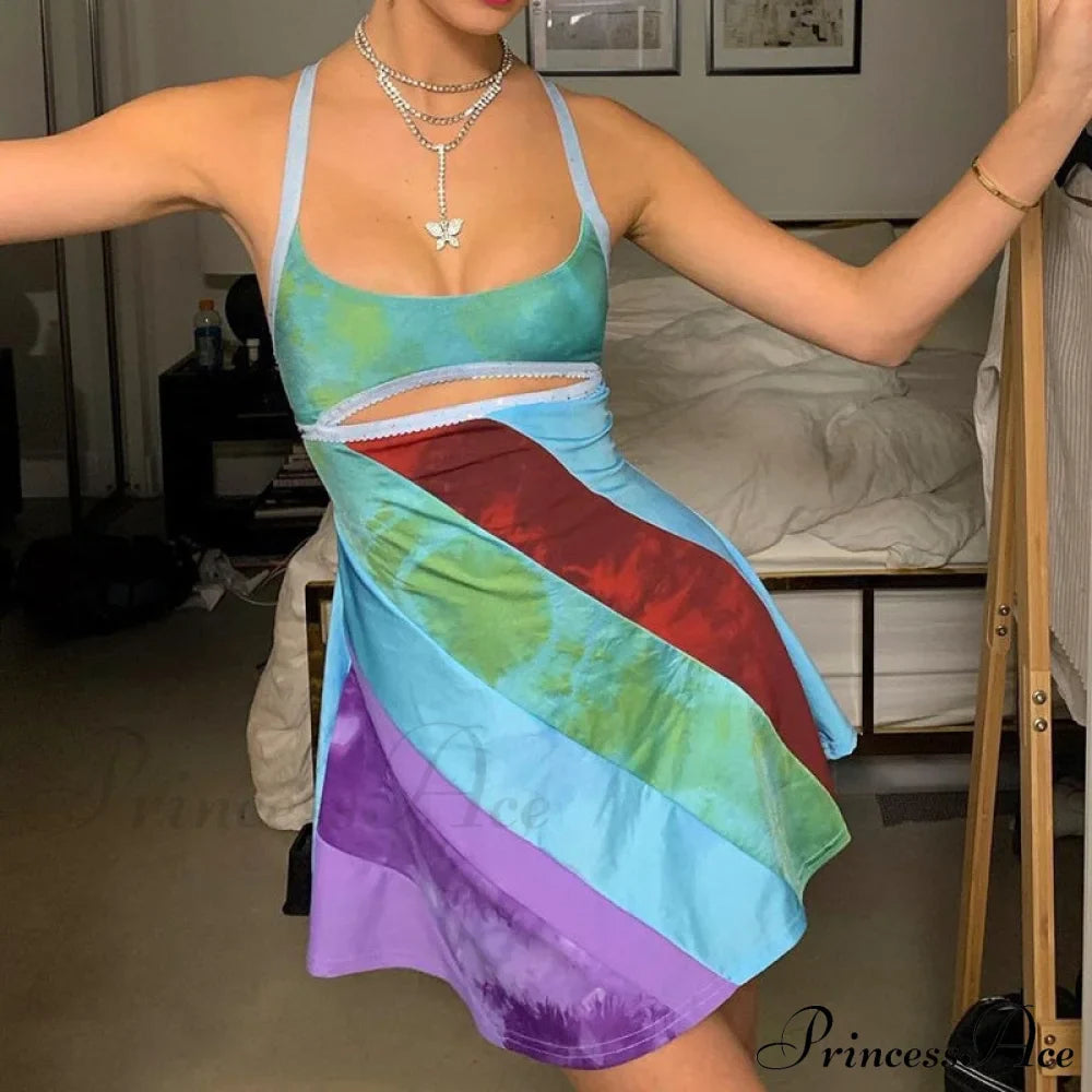 Sexy Cutout Colorful Y2K Mini Dress image 1