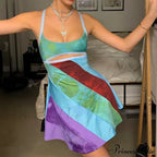 Sexy Cutout Colorful Y2K Mini Dress image 1