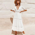 Sexy Deep V-neck Backless Cotton Lace Dress image 3