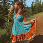 Sexy Deep V-neck Sleeveless Strapless Mini Boho Dress image 1