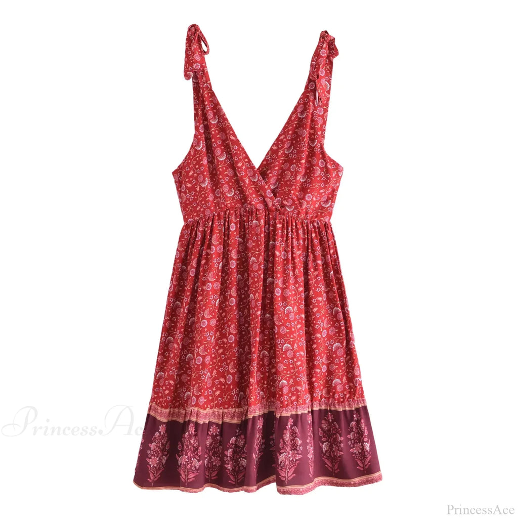 Sexy Deep V-neck Sleeveless Strapless Mini Boho Dress image 3