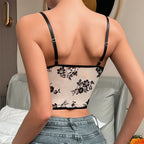 Sexy Deep V Pleated Fishbone Mesh Crop Tunic image 2