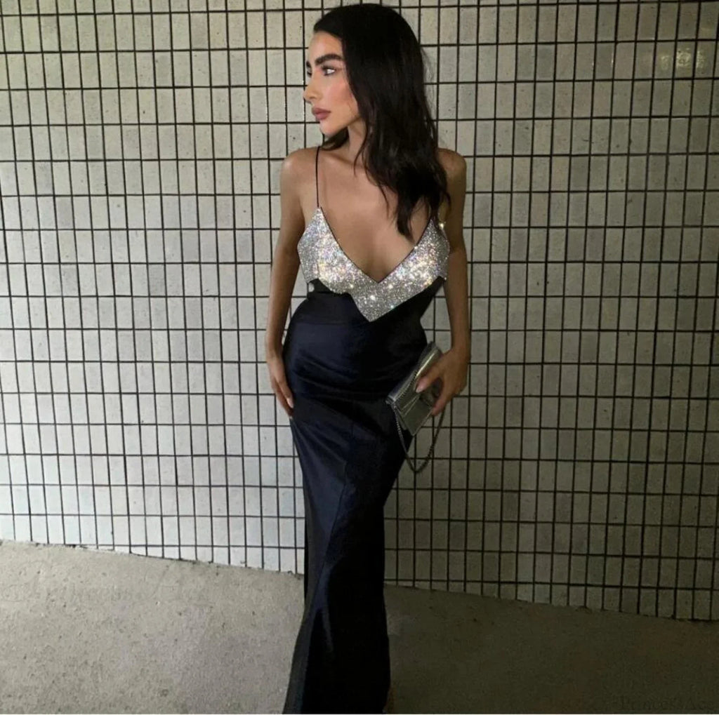 Sexy Deep-V Rhinestone Bandage Dress Prom Dress image 2
