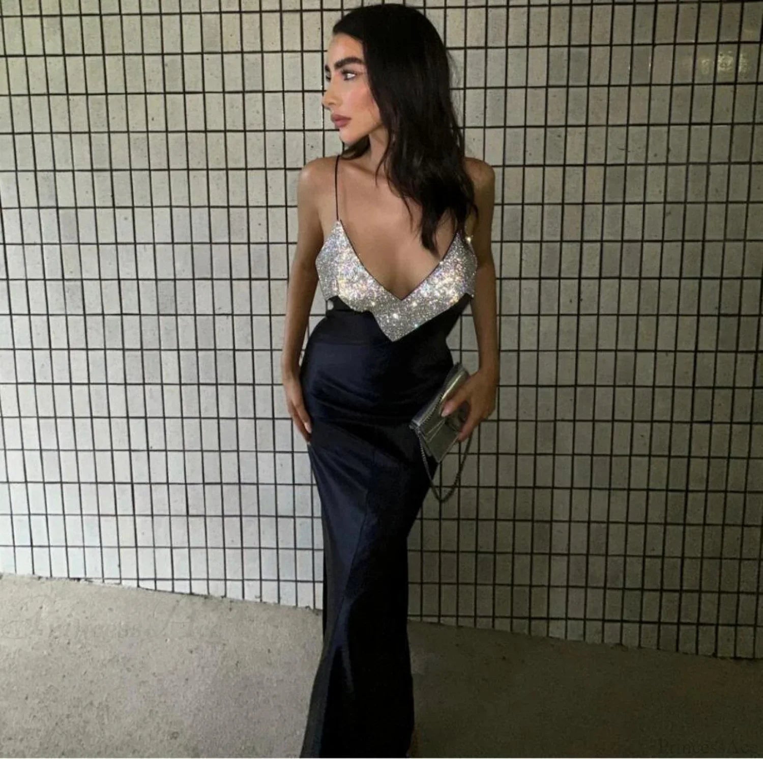 Sexy Deep-V Rhinestone Bandage Dress Prom Dress image 2