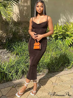 Sexy Draped Sleeveless Spaghetti Strap Midi Dress image 4