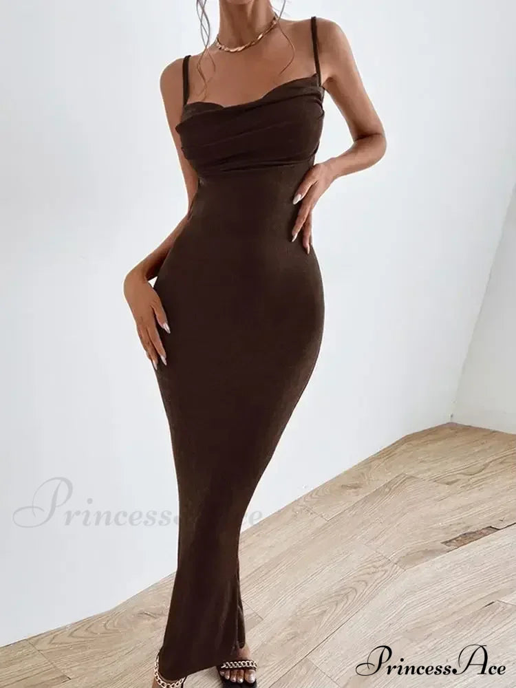 Sexy Draped Sleeveless Spaghetti Strap Midi Dress image 3