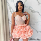 Sexy Fitted Rhinestone Elastic Tiered Cami Dress image 3