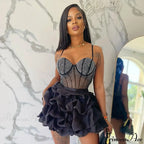 Sexy Fitted Rhinestone Elastic Tiered Cami Dress image 2