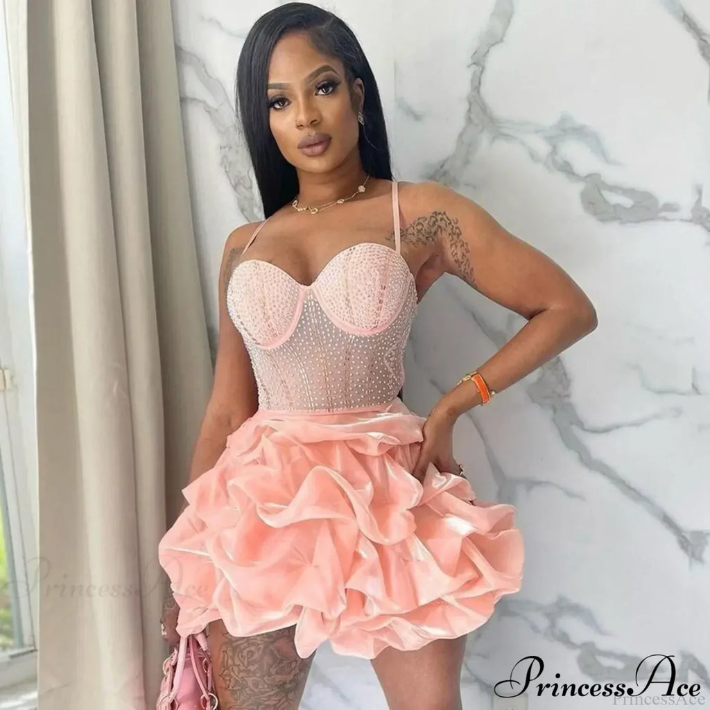 Sexy Fitted Rhinestone Elastic Tiered Cami Dress image 7