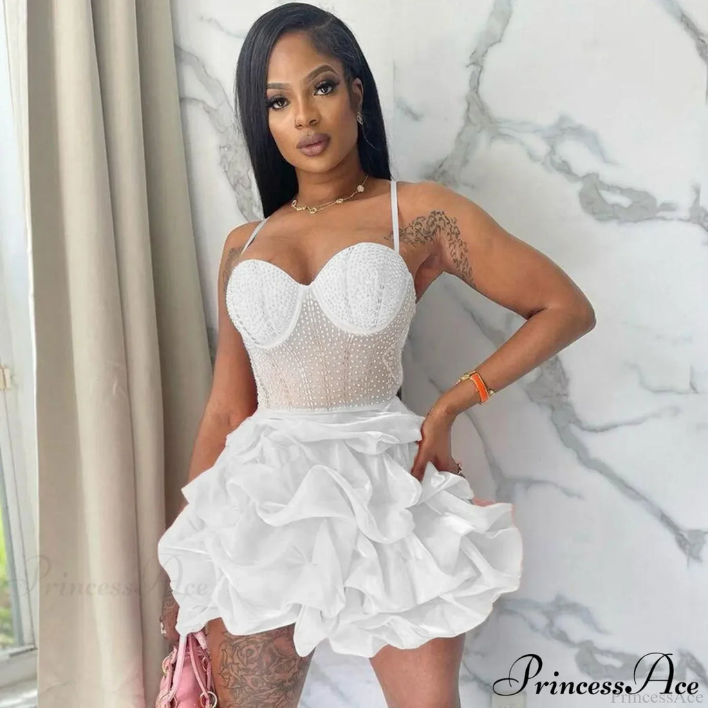 Sexy Fitted Rhinestone Elastic Tiered Cami Dress image 5
