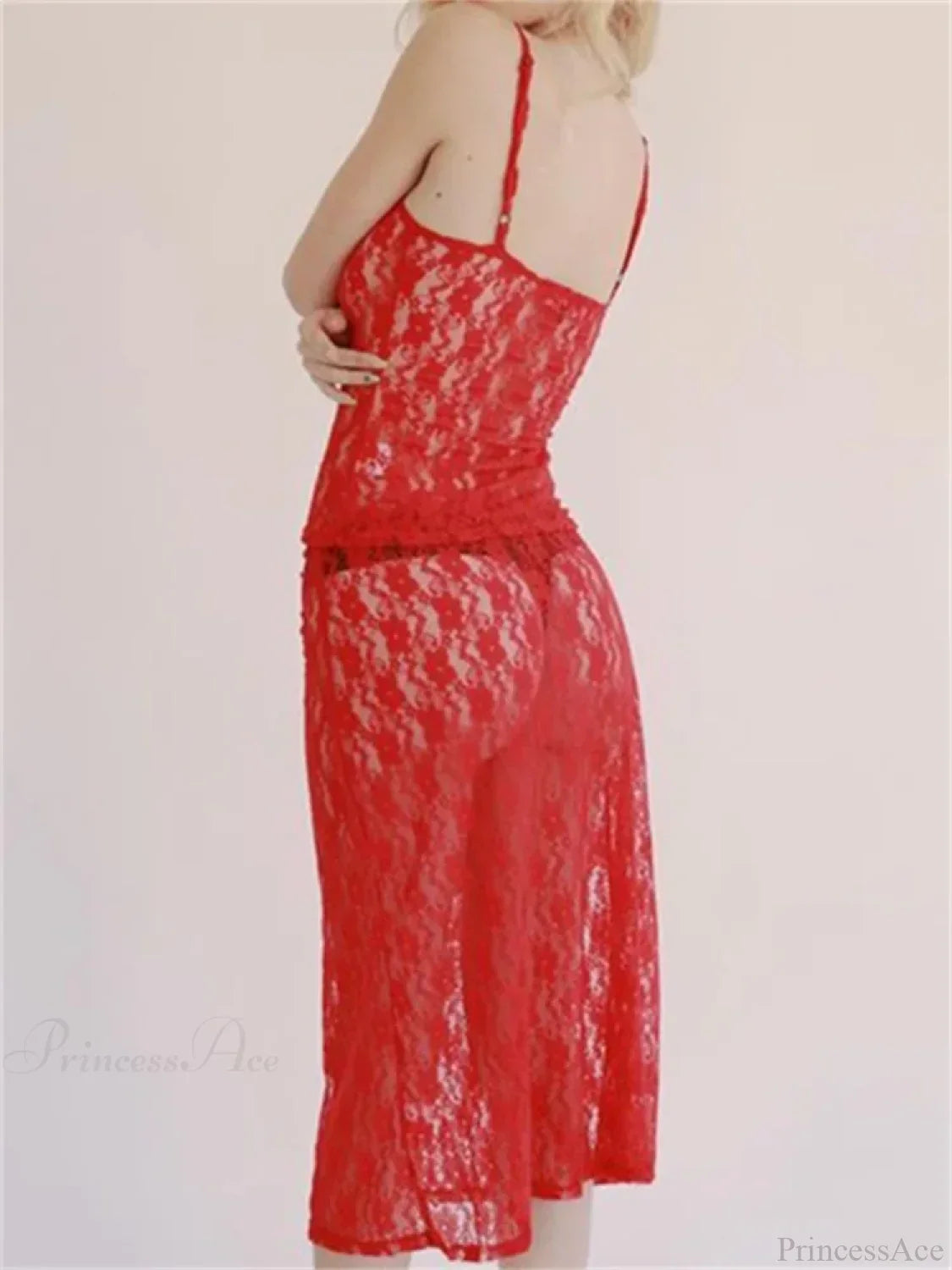 Sexy Floral Lace Strap Tank Camis Crop Top with See-through Long Skirt Set image 6