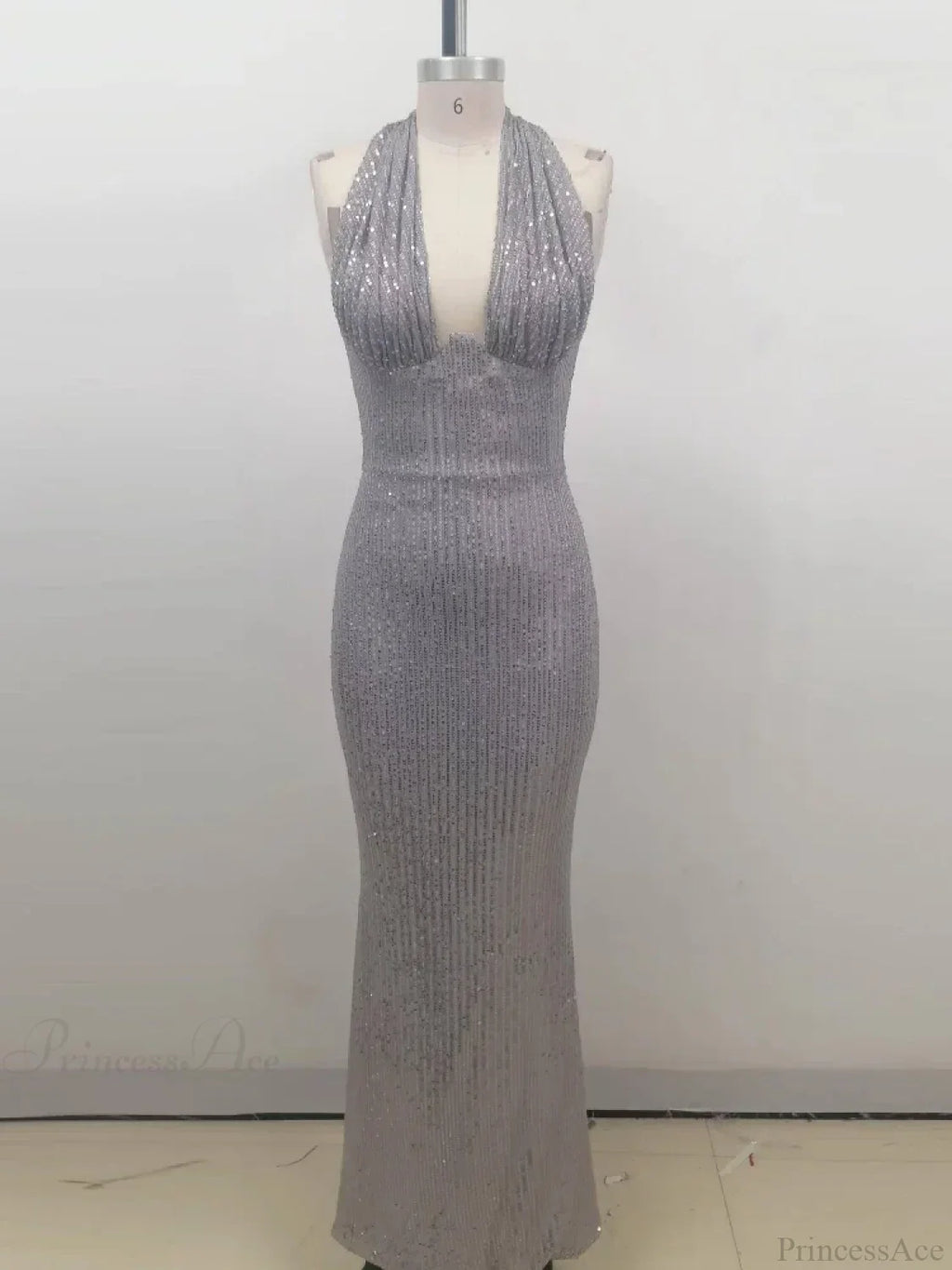 Sexy Halter Deep V Neck Sequins Green Sleeveless Backless Celebrity Party Dress image 9