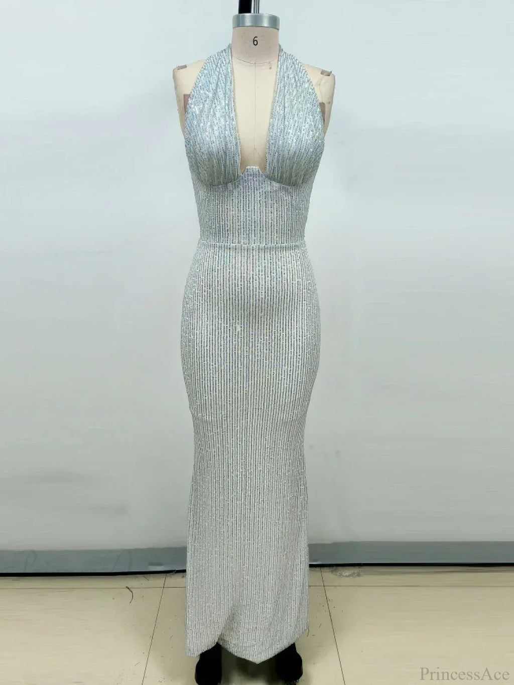 Sexy Halter Deep V Neck Sequins Green Sleeveless Backless Celebrity Party Dress image 11