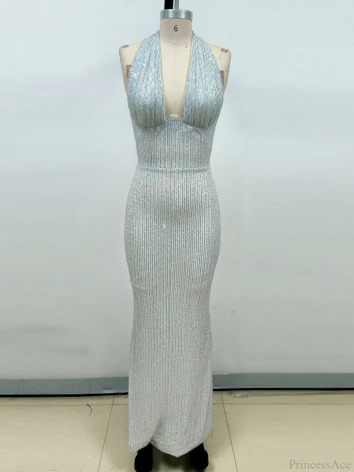 Sexy Halter Deep V Neck Sequins Green Sleeveless Backless Celebrity Party Dress image 11