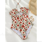 Sexy Halter Print Bandage Swimsuit One Piece image 3