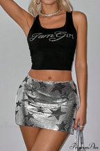 Sexy High Waist Pencil A-Line Sequin Mini Skirt image 3