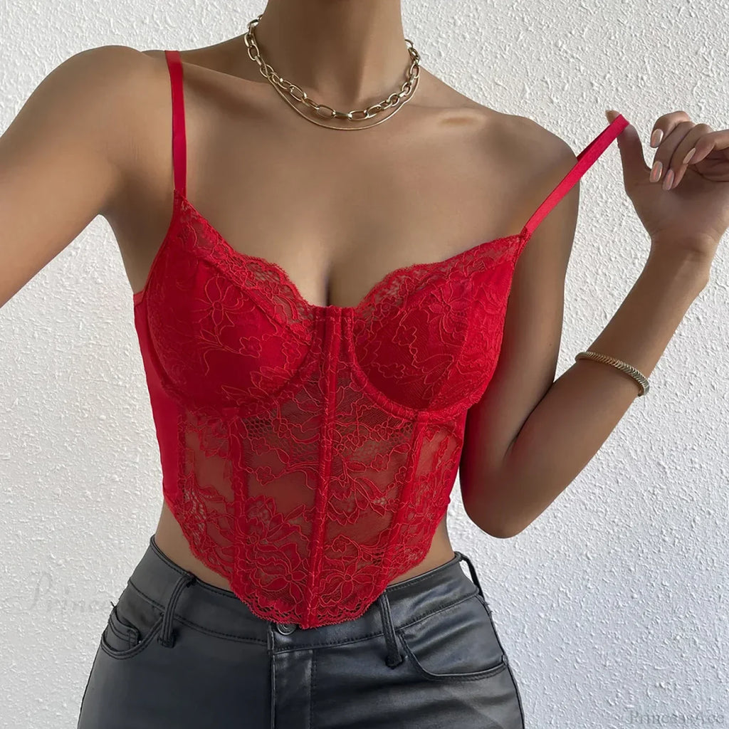 Sexy Lace Fishbone Backless Sheer Corset Crop Top image 5
