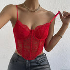 Sexy Lace Fishbone Backless Sheer Corset Crop Top image 5