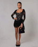 Sexy Lace Mesh Corset Mini Prom Dress image 2