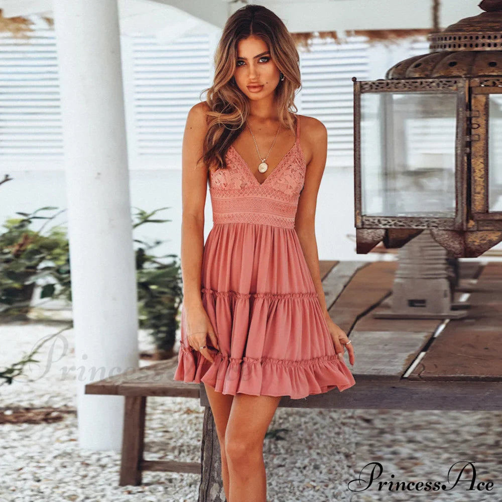 Lace Spaghetti Strap White Dress image 3