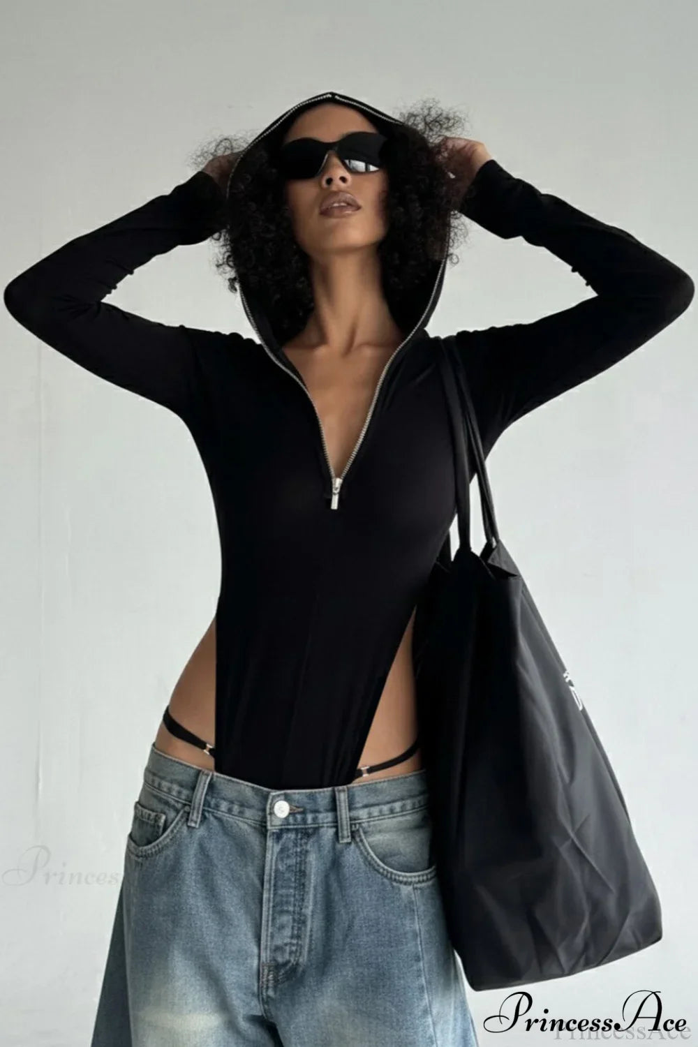 Sexy Long Sleeve Zip-Up Slim Fit Hoodie image 1