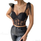 Sexy Mesh Lace Corset Camisole See-through Top image 6