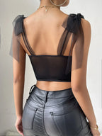Sexy Mesh Lace Corset Camisole See-through Top image 2