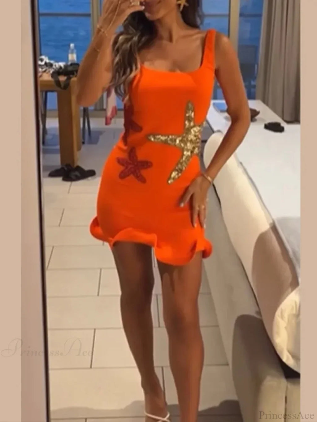 Sexy Mini Fashion Shiny Sequins Printed Strap Summer Chic Sleeveless Party Dress image 4
