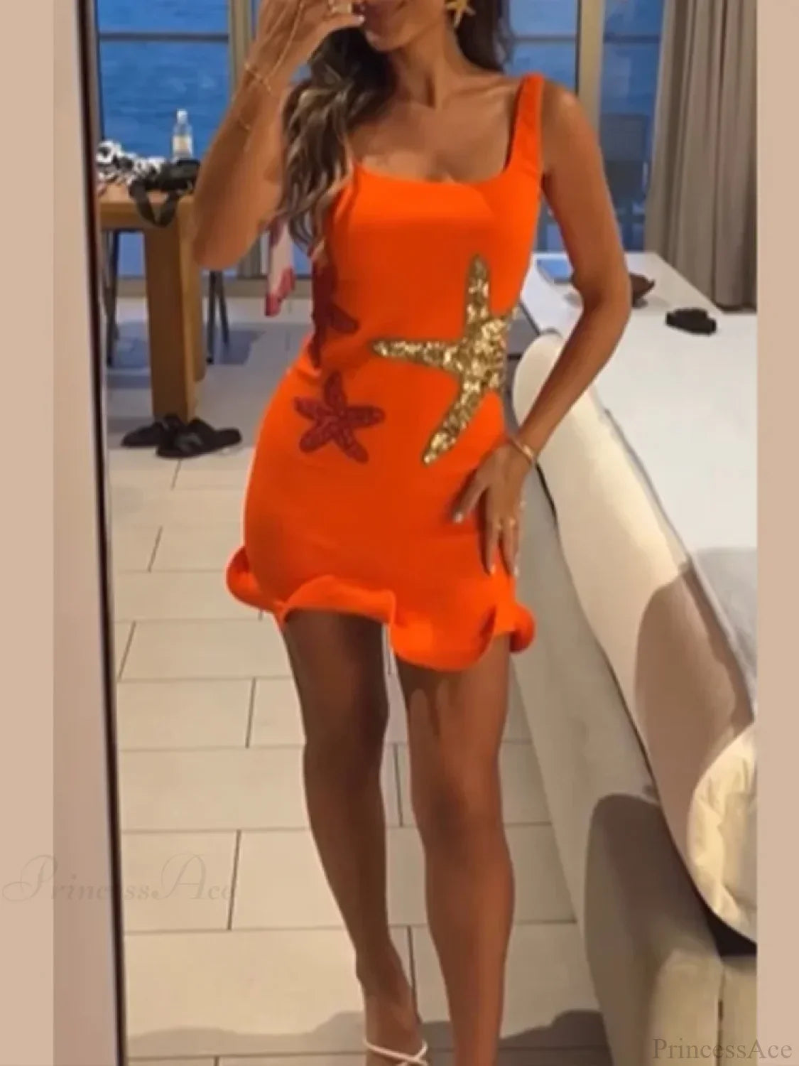 Sexy Mini Fashion Shiny Sequins Printed Strap Summer Chic Sleeveless Party Dress image 4