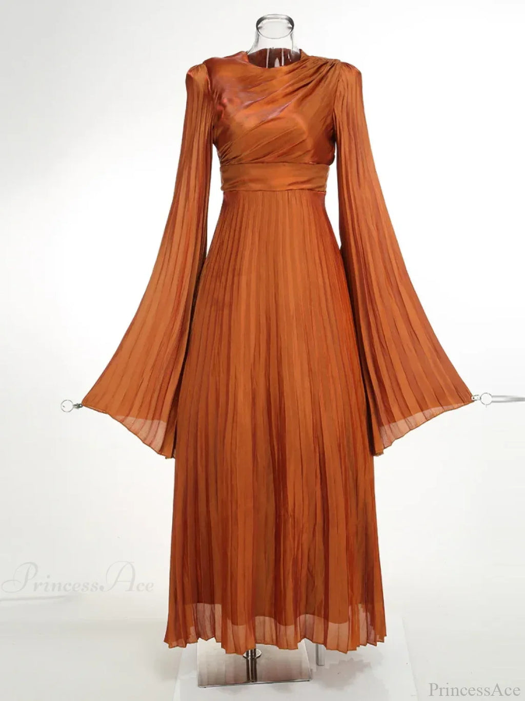 Sexy O Neck Batwing Sleeve Pleated Long Dress Women Rose Party Dress image 7