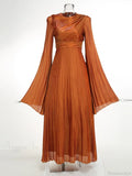 Sexy O Neck Batwing Sleeve Pleated Long Dress Women Rose Party Dress image 7