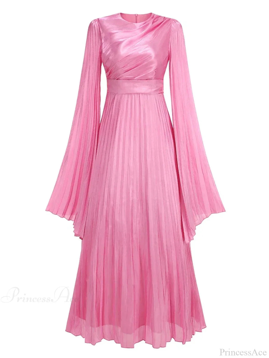 Sexy O Neck Batwing Sleeve Pleated Long Dress Women Rose Party Dress image 8