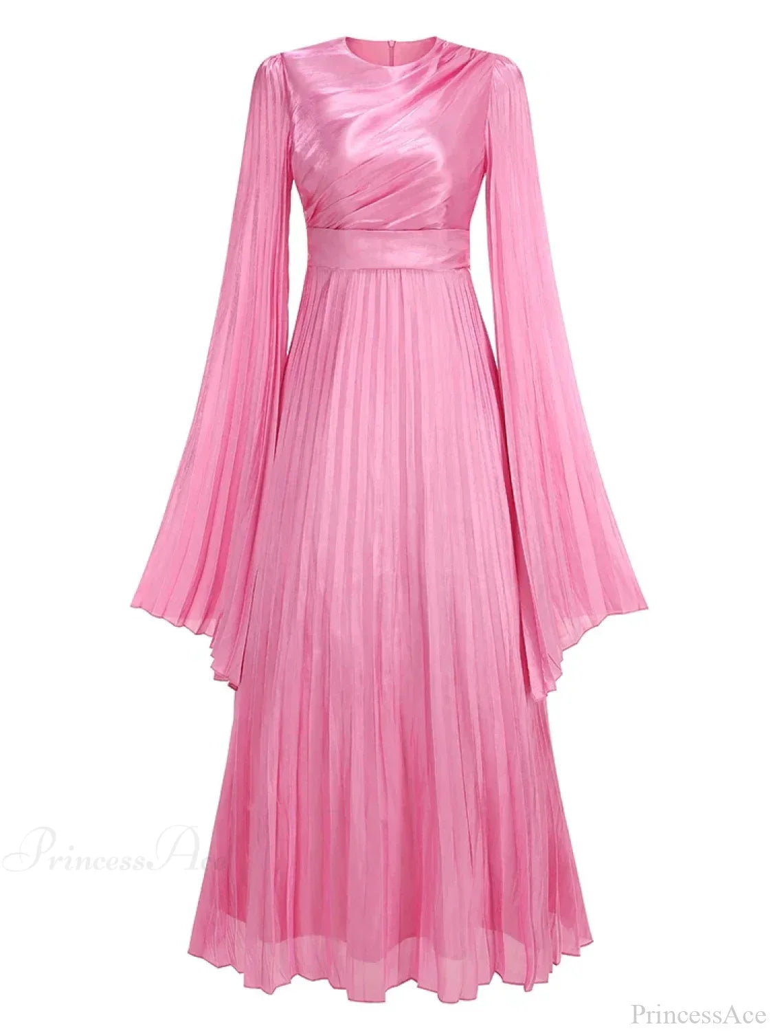 Sexy O Neck Batwing Sleeve Pleated Long Dress Women Rose Party Dress image 8