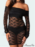Sexy Off Shoulder Lace Fashion Long Sleeve Mini Dress image 1