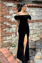 Sexy Off-Shoulder Ruffled Slit Party Dress image 2