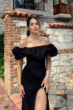 Sexy Off-Shoulder Ruffled Slit Party Dress image 3