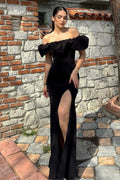 Sexy Off-Shoulder Ruffled Slit Party Dress image 1