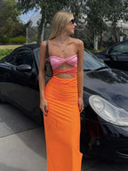 Sexy Off-shoulder Sleeveless Wrapped -ready Twist-cut Sensual Maxi Dress image 1