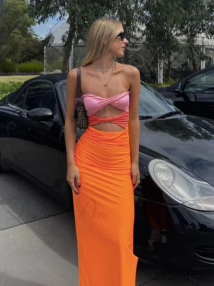 Sexy Off-shoulder Sleeveless Wrapped -ready Twist-cut Sensual Maxi Dress image 1