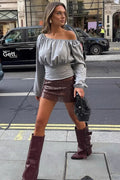 Sexy One-shoulder Ruched Slim Long Sleeve Tee image 1