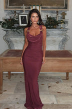 Sexy Peter Pan Halter Backless Bodycon Maxi Dress image 2