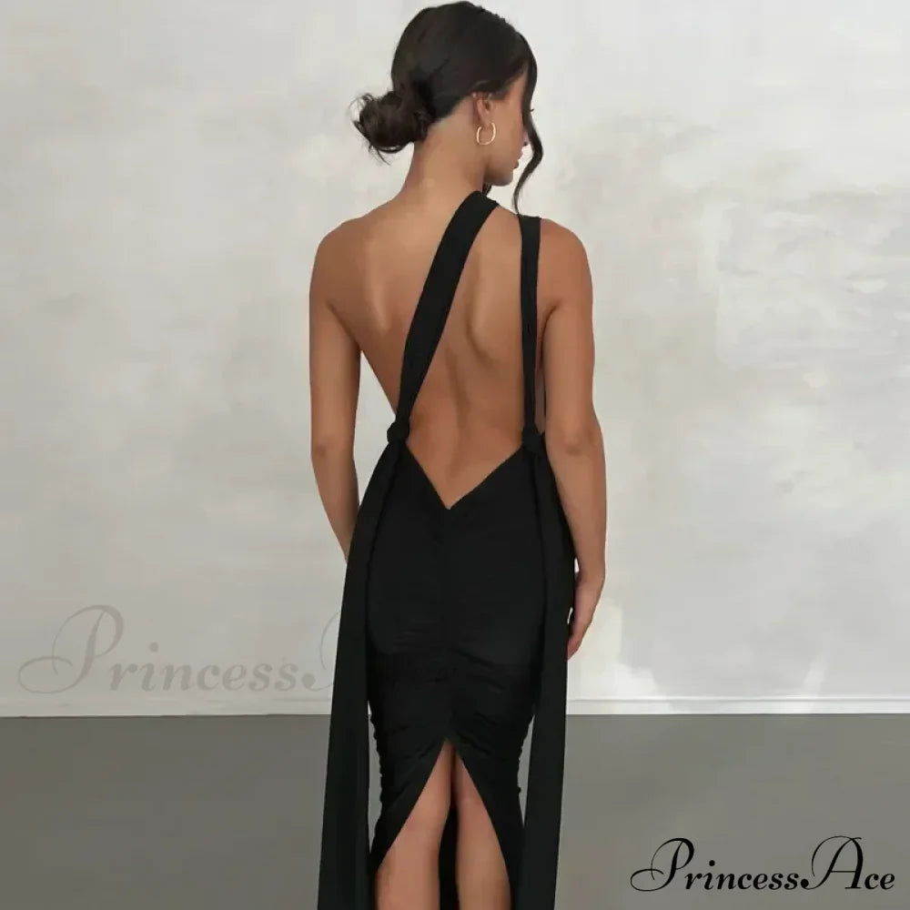 Sexy Plunge Deep V Neck Summer Club Party Sleeveless Ruched Slit Midi Dress image 2