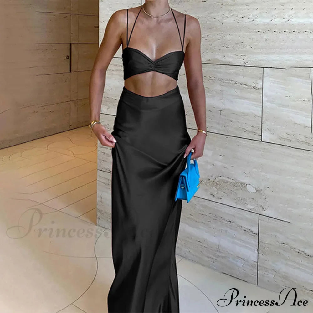 Sexy Satin Tube Top Midi Skirts image 9