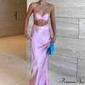 Sexy Satin Tube Top Midi Skirts image 7