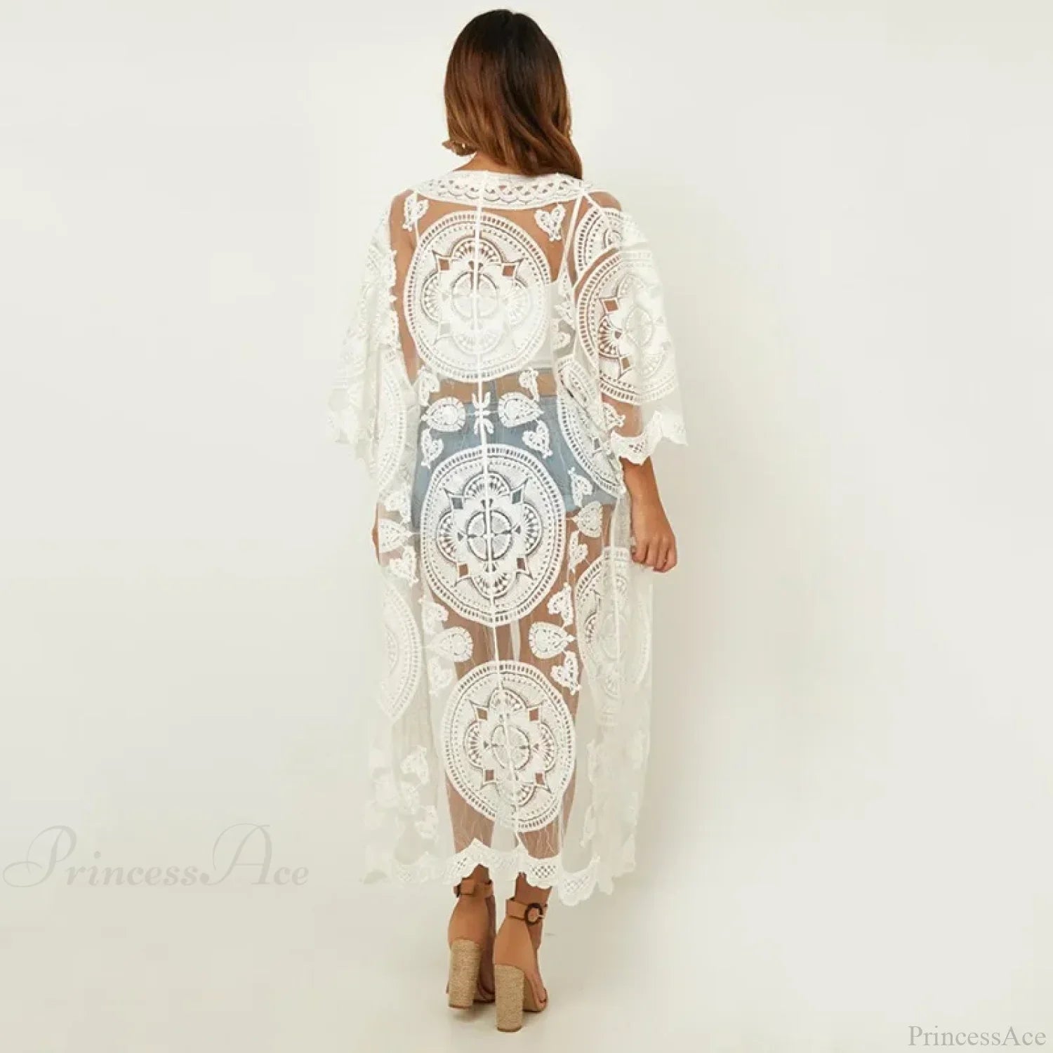 Sexy See-Through Lace Blouse Boho Beach Bikini Cover Up image 4