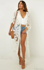 Sexy See-Through Lace Blouse Boho Beach Bikini Cover Up image 3