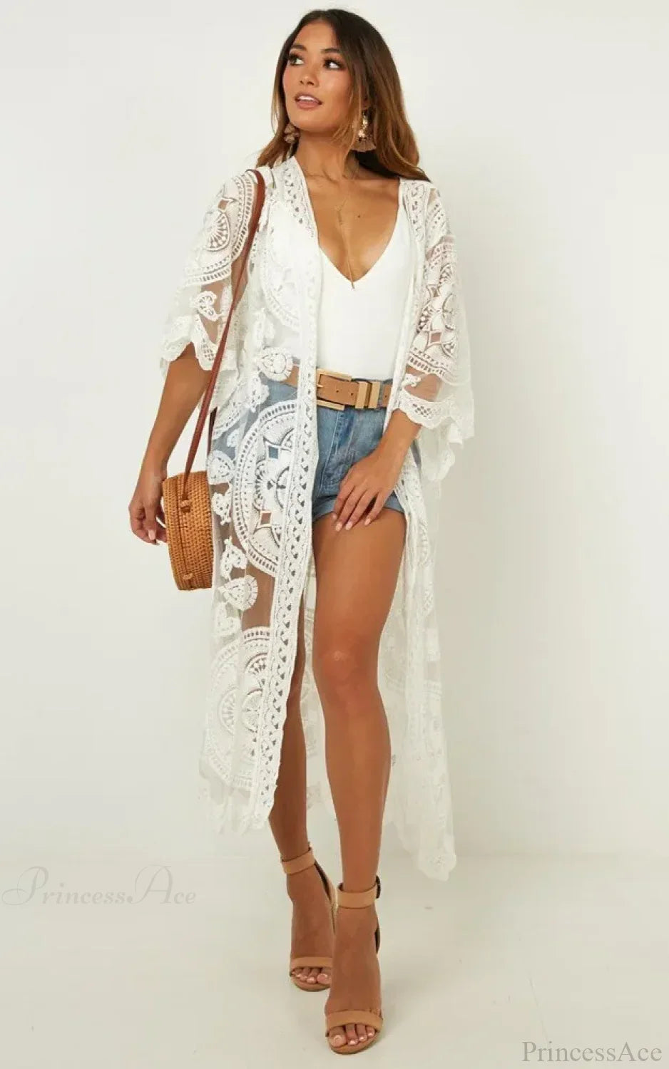 Sexy See-Through Lace Blouse Boho Beach Bikini Cover Up image 3