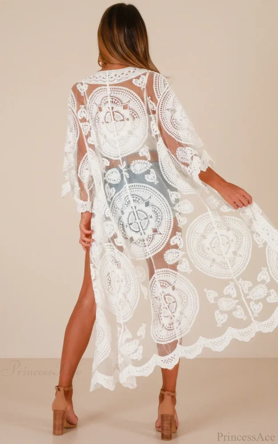 Sexy See-Through Lace Blouse Boho Beach Bikini Cover Up image 2