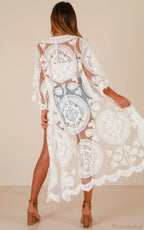 Sexy See-Through Lace Blouse Boho Beach Bikini Cover Up image 2